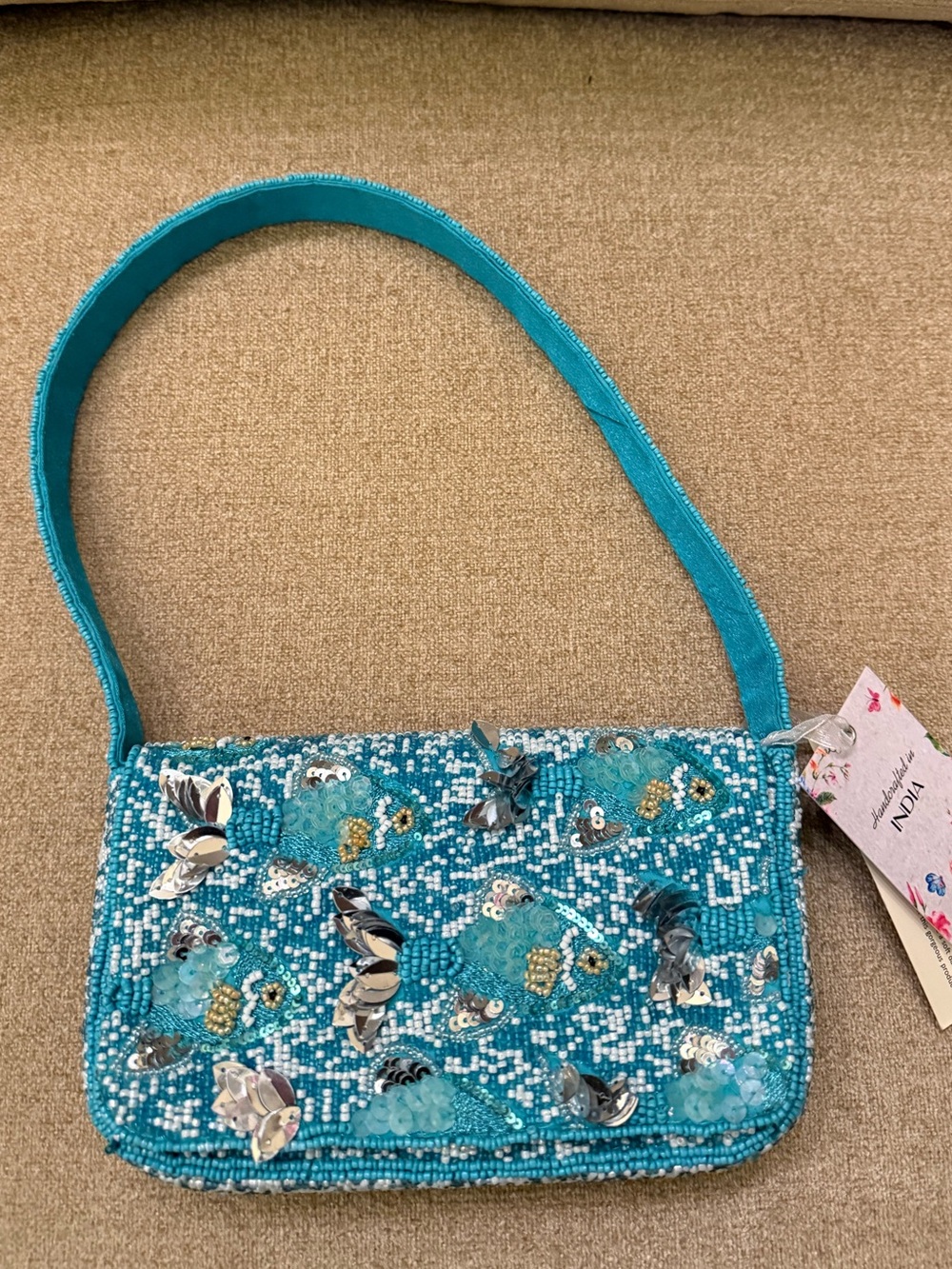 NWT Made in India Fish Ocean Under the Sea Beaded Embellished Shoulder Bag
